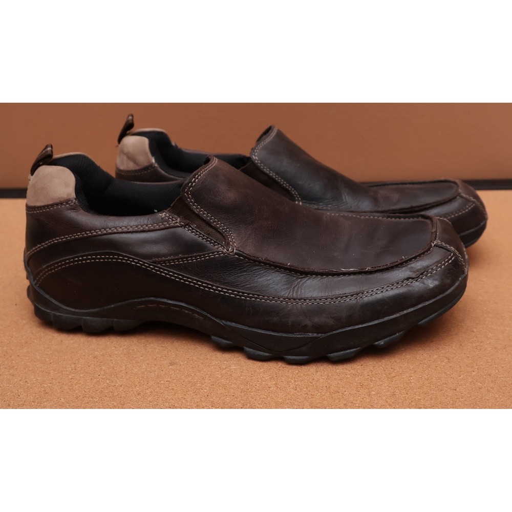 Skechers Mens 10.5 Brown Leather Slip-On Loafers Casual Shoes 60625
